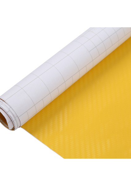 Dıy 30X127 3D Karbon Fiber Çıkartması Vinil Streç Film Rulo Yapışkanlı Araba Etiket Sayfası Sarı (Yurt Dışından)