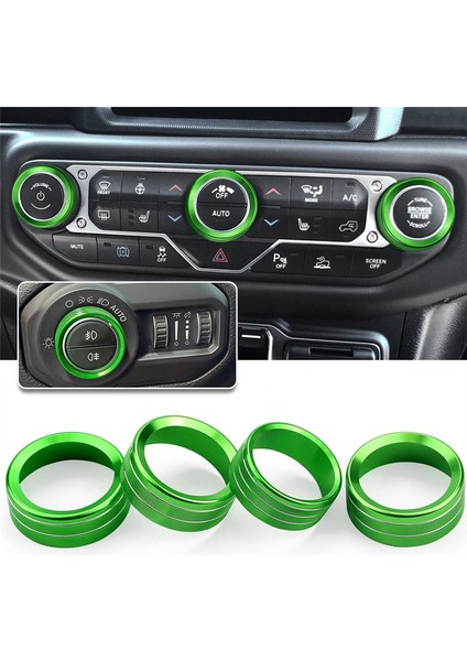 Iklim Ses Düğmeleri Halka Klima Far Anahtarı Trim Kapağı Jeep Wrangler Jl Gladiator Jt 2018-2021, Yeşil (Yurt Dışından) fiyatları