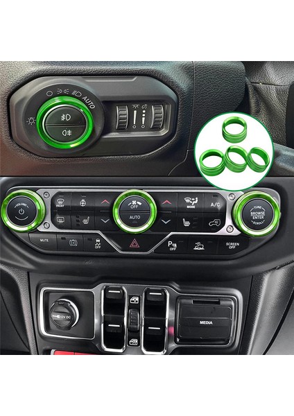Iklim Ses Düğmeleri Halka Klima Far Anahtarı Trim Kapağı Jeep Wrangler Jl Gladiator Jt 2018-2021, Yeşil (Yurt Dışından) modelleri