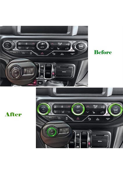 Iklim Ses Düğmeleri Halka Klima Far Anahtarı Trim Kapağı Jeep Wrangler Jl Gladiator Jt 2018-2021, Yeşil (Yurt Dışından) indirimleri