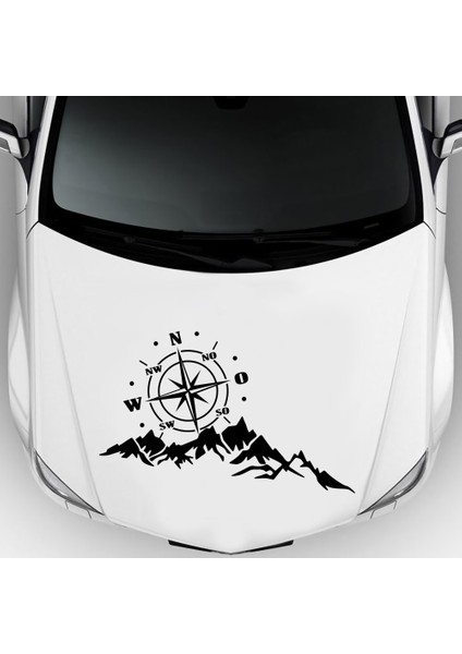 35X65 cm Vinil Oto Çıkartması Gül Navigasyon Araba Sticker Off-Road Pusula Totem Dağ Pusula Hood Araba Kapı Etiket Siyah (Yurt Dışından) modelleri