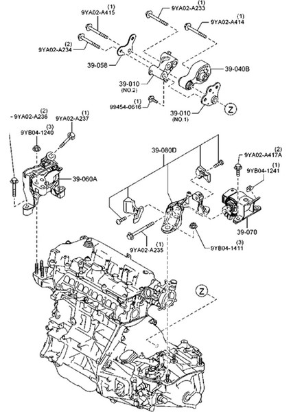 Ön Sol Motor Motor Montajı GJ6A-39-070 Mazda 6 2.3l 2003-2008 Şanzıman Motoru Kauçuk Braketi GP3453RT A3907 (Yurt Dışından)