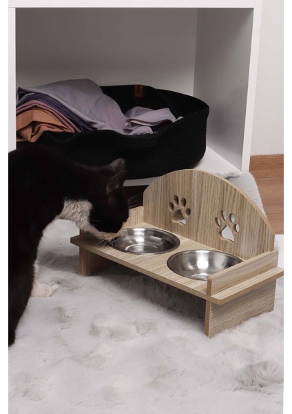 Gri Keçe Kedi ve Köpek Evi Yatağı-Mama Kabı 2 Kaseli Kedi-Köpek Suluk,mamalık Paspas Seti modelleri