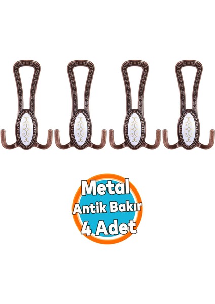 Metal Portmanto Vestiyer Duvar Dolap Elbise Mobilya Kapı Askısı Askılığı Askılık Antik Bakır 4 Adet