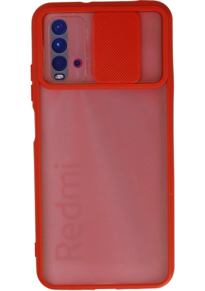 Xiaomi Redmi 9t Kılıf Palm Buzlu Kamera Sürgülü Silikon - Kırmızı Ferrg