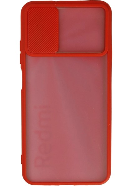 Xiaomi Redmi 9t Kılıf Palm Buzlu Kamera Sürgülü Silikon - Kırmızı Ferrg