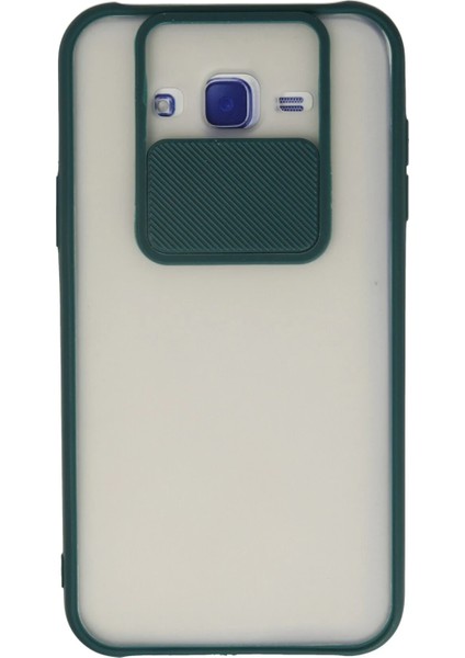 Samsung Galaxy J7 Kılıf Palm Buzlu Kamera Sürgülü Silikon - Yeşil Ferrg
