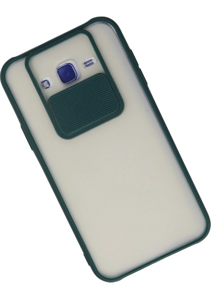 Samsung Galaxy J7 Kılıf Palm Buzlu Kamera Sürgülü Silikon - Yeşil Ferrg