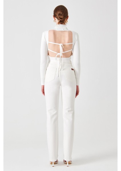 Sarah Slim Straight Fit Beyaz Kadın Jean Pantolon modelleri