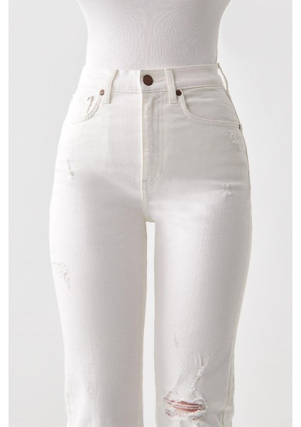 Sarah Slim Straight Fit Beyaz Kadın Jean Pantolon fırsatları