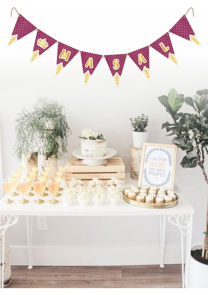 Model 2 Kişiye Özel 6 Ay Kınası Isimli Yazılı Banner Doğum Günü Süsü Flama Bayrakları