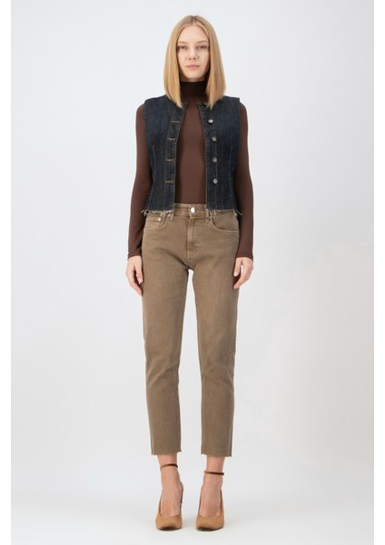 Issy Relaxed Slim Kahverengi Kadın Jean Pantolon