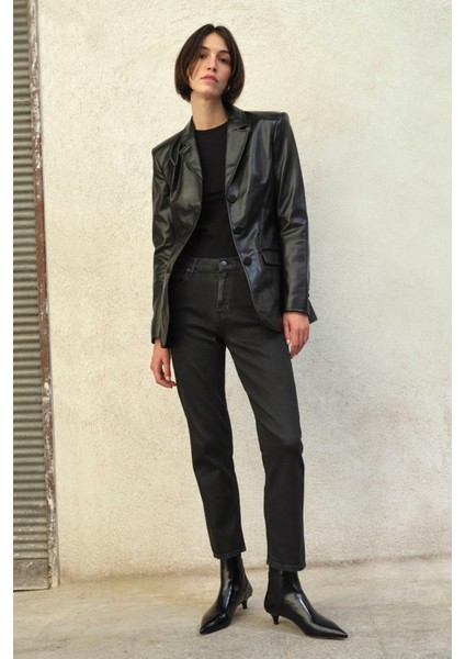 Issa Slim Fit Yüksek Bel Kaplamalı Siyah Kadın Jean Pantolon fiyatları