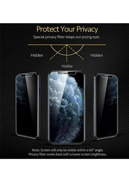 iPhone 12 Mini ile Uyumlu Hayalet 6d Cam Ekran Koruyucu, 6d Glass Privacy Kırılmaz Ekran Koruyucu