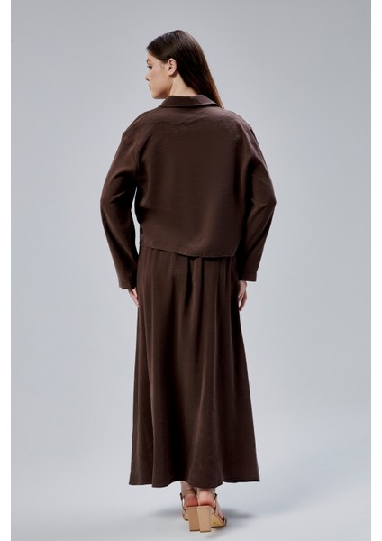 Kahverengi Beli Lastikli Modal Dokuma Etek modelleri