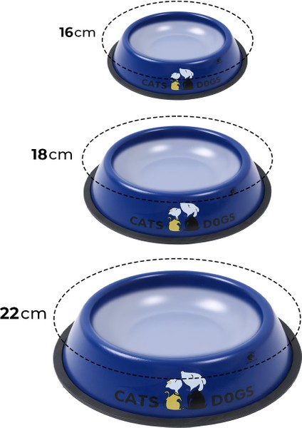 Renkli Metal Mama Kabı, Kedi Köpek Mama Su Kabı 18 cm