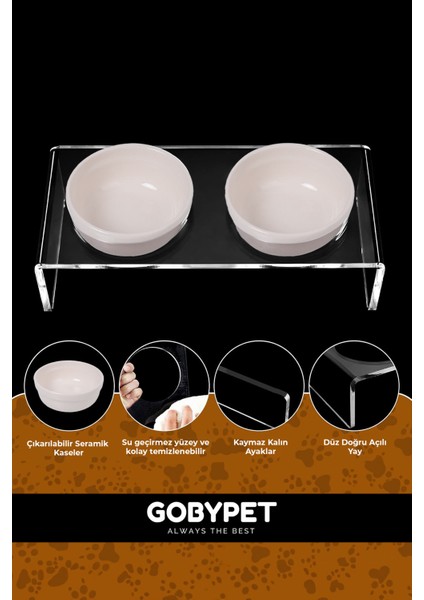 Kedi ve Köpek Dekoratif 2'li Seramik Pleksi Mama & Su Kabı+ Paspas indirimleri