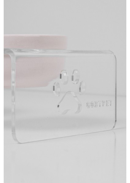 Kedi ve Köpek Dekoratif 2'li Seramik Pleksi Mama & Su Kabı+ Paspas