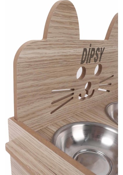 Ahşap Özel Isim Baskılı, Kedili Kedi Mama Su Kabı Standı fırsatları