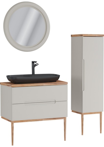 Monarc 100 cm Lake Banyo Dolabı Krem