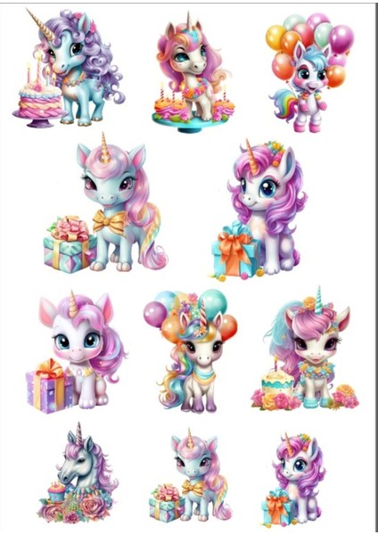 Hediye ve Unicorn Sticker Set