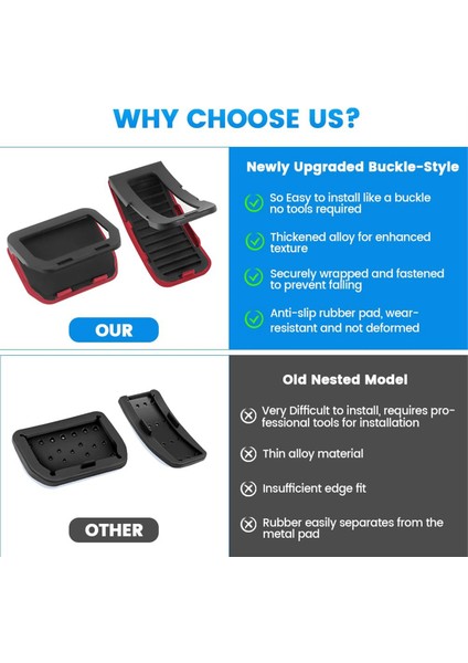 Tesla Model Y Model 3 2023 Pedal Kapakları, Gaz Pedalı Fren Pedalı Gaz Pedalı Kapağı Aksesuarları (Kırmızı) (Yurt Dışından) modelleri