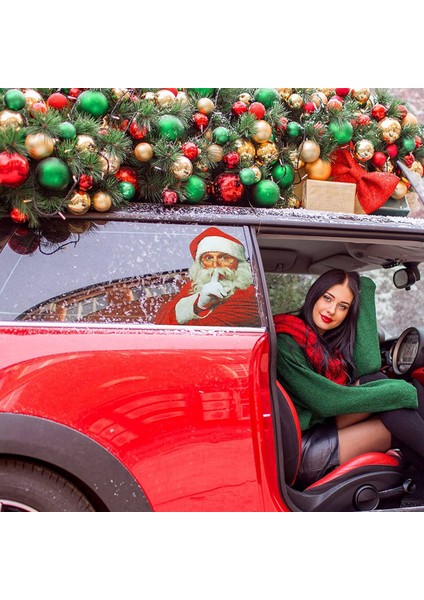 2x Noel 3D Noel Baba Araba Arka Cam Etiket Su Geçirmez Komik Noel Baba Desen Araba Pencere Etiket Pvc (Yurt Dışından)