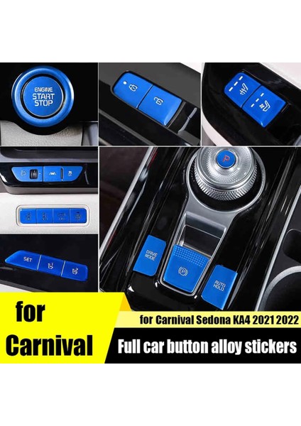 22 Adet Araba Merkezi Kontrol Başlatma Vites Koltuğu Düğmesi Sticker Kapak Döşeme Kıa Carnival 4 Ka4 2020 2021 2022 Mavi (Yurt Dışından) modelleri