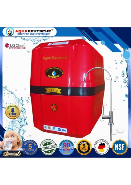 Specıal 8 Litre Antibakteriyel Çelik Tanklı 90 Gpd Nano Membranlı Gümüş Iyon Kompozit Tatlandırıcılı Su Arıtma Cihazı fiyatları