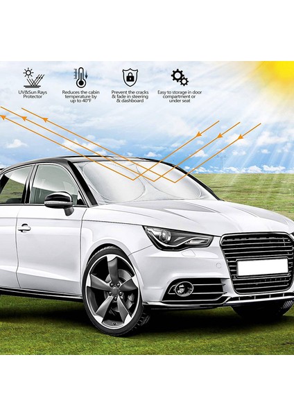 Ön Cam Güneşlik Çoğu Sedan Suv Kamyon Için Katlanabilir Araç Ön Cam Güneşliği Aracınızı Serin Tutar - S (Yurt Dışından)