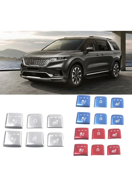 Araba Alüminyum Alaşımlı Koltuk Isıtma Düğmesi Sticker Trim Kia Carnival Ka4 2021 2022 Mavi (Yurt Dışından)