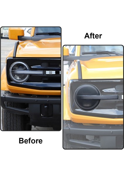 Araba Ön Far Koruyucu Film Dekorasyon Çıkartmaları Füme Pvc Ford Bronco 2021 2022 2023 Aksesuarları (Yurt Dışından)