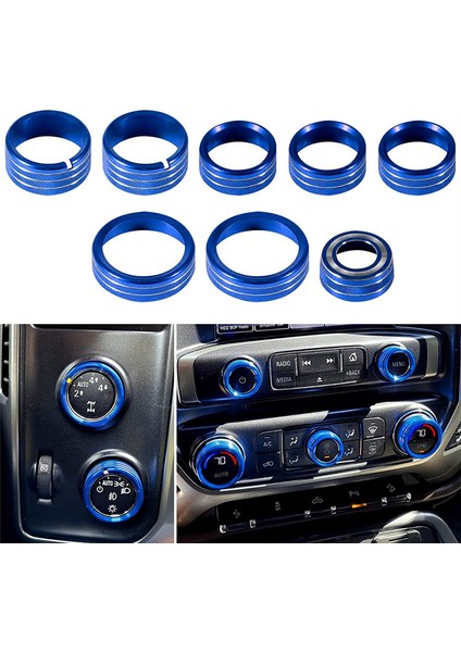 Klima Anahtarı Düğmesi Radyo Ac Düğmeleri Anahtar Kapağı Düğmesi Süslemesi Chevy Silverado Gmc Sierra 2014-2018, Mavi (Yurt Dışından)