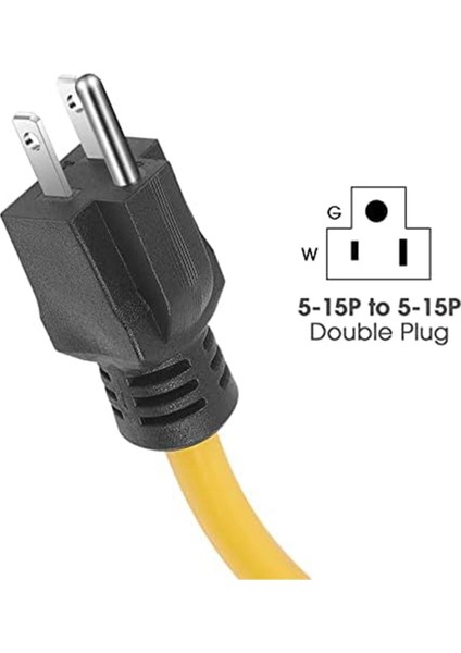 3 Prong Erkek - Erkek Uzatma Kablosu, Jeneratör Adaptör Kablosu Nema 5-15P Transfer Anahtarı Için, 12AWG 125V (2ft) Abd Tak (Yurt Dışından) fırsatları