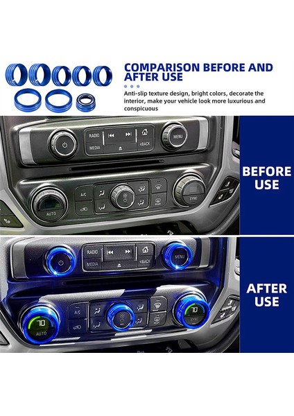 Klima Anahtarı Düğmesi Radyo Ac Düğmeleri Anahtar Kapağı Düğmesi Süslemesi Chevy Silverado Gmc Sierra 2014-2018, Mavi (Yurt Dışından)