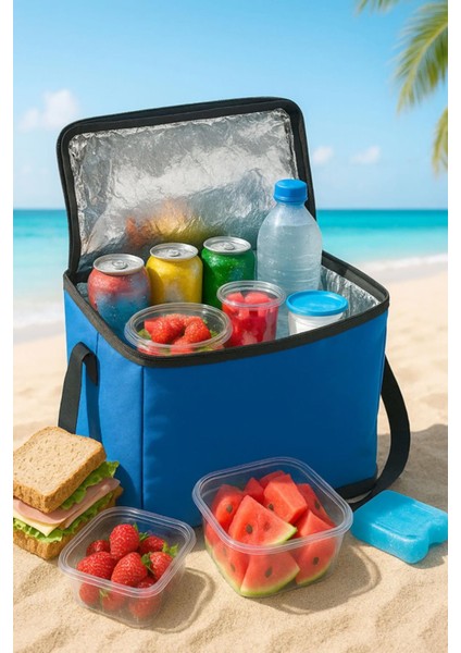 5 Lt. Lacivert Piknik Çantası Buzluk Soğutucu Termos Çanta - Termal Yalıtımlı Yemek Taşıma Çantası