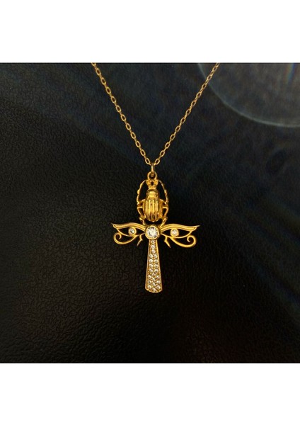 Gold Kaplama Scarab Ankh Gümüş Kolye fiyatları