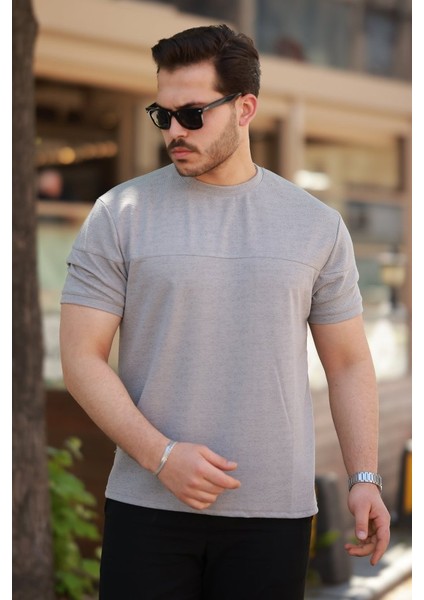 Erkek Oversize Bisiklet Yaka Kısa Kollu T-Shirt
