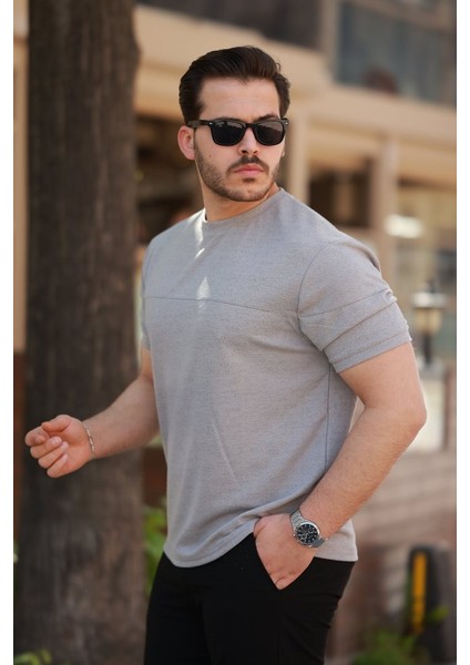 Erkek Oversize Bisiklet Yaka Kısa Kollu T-Shirt
