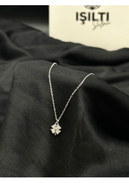 925 Gümüş | Taşlı Minimal Yonca Kolye