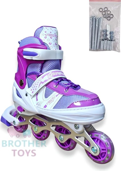 Çocuk Pateni Işıklı Numara Ayarlanabilen 2+2 ve 2+1+1 Teker Mor Paten Çantalı fiyatları