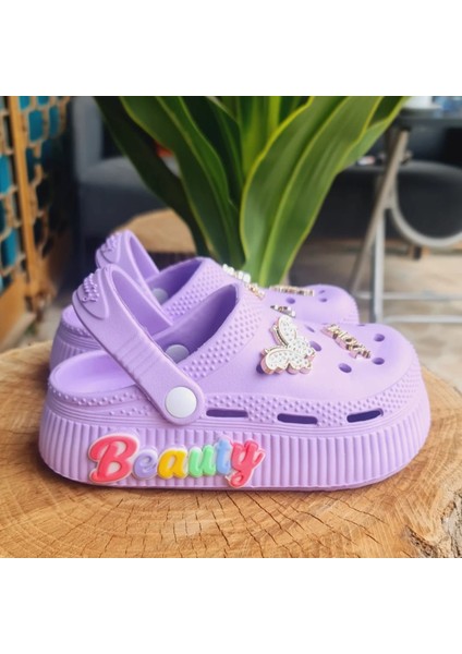 Kız Çocuk Sandalet Parlak Taşlı Beauty (Güzellik) Figürli Kaydırmaz Taban Havuz Deniz Ayakkabısı