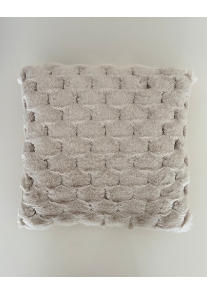 Premium,lüks Dokulu Peluş Kırlent,dekoratif,vizon,füme,ekru 1 Adet ,45X45 cm