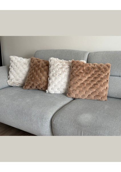 Premium,lüks Dokulu Peluş Kırlent,dekoratif,vizon,füme,ekru 1 Adet ,45X45 cm modelleri