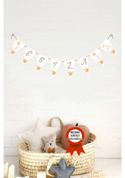 Model 6 Tavşan Temalı Kişiye Özel Isimli Yazılı Banner Doğum Günü Süsü Flama Bayrakları