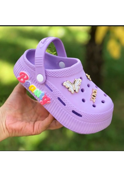 Kız Çocuk Sandalet Parlak Taşlı Beauty (Güzellik) Figürli Kaydırmaz Taban Havuz Deniz Ayakkabısı