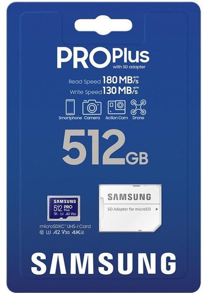 Pro Plus 512 GB Adaptörlü Hafıza Kartı (180MB/S-130MB/S)