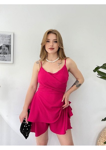 Askılı Şortlu Ayrobin Elbise