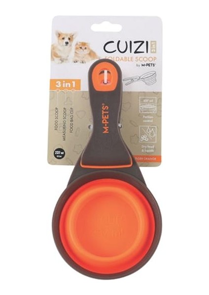Mpets Cuizi 3in1 Fonksiyonel Mama Ölçü Kabı 237ML Turuncu