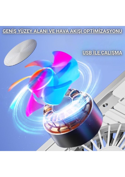 4 Fanlı Rgb Işıklı Laptop Soğutucu Stand, 7 Kademeli Yükseklik Ayarlı Portatif Taşınabilir Stand